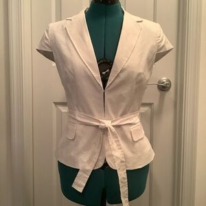 New York & Company 7th Avenue Design Studio Short-Sleeve  White Jacket Womens S